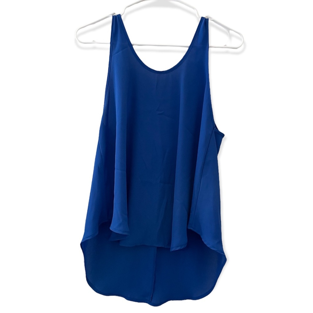 Lush Royal Blue Sleeveless High Low Tank Blouse Size XS